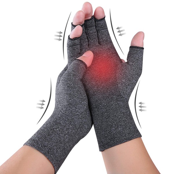 Compression Arthritis Gloves - Pure Comfort, Fingerless Design Gloves for Arthritis Hands - Relieve Pain from Arthritis Symptoms, Raynauds Disease and Carpal Tunnel - Fit for Women and Men (L)