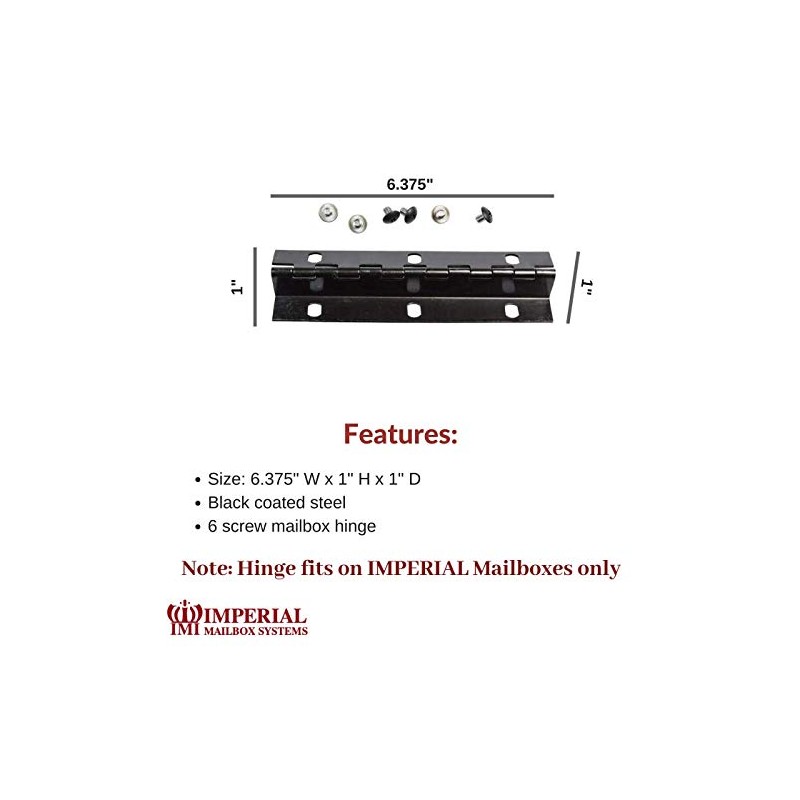 Imperial Mailbox Systems Door Hinge Size 6 Screw Holes Black