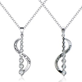 YMHOP Sterling Silver Sister Necklace Always My Sister Forever My Friend S Shape Pendant Necklace for Women