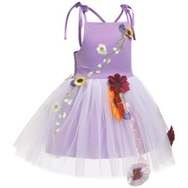 IDOPIP Baby Girls Embroidery Flower Tutu Dress Summer Sleeveless Backless Princess Birthday Party Dresses Toddler Little Girl First Communion Pageant Flower Bow Sundress Clothes Purple 18-24 Months