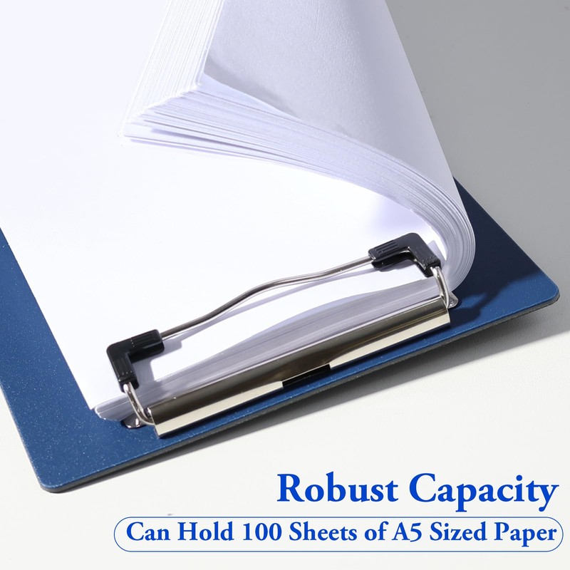 A5 Clipbboard with Rubberized Metal Clamp, 225x155mm Deep Blue Hardboard