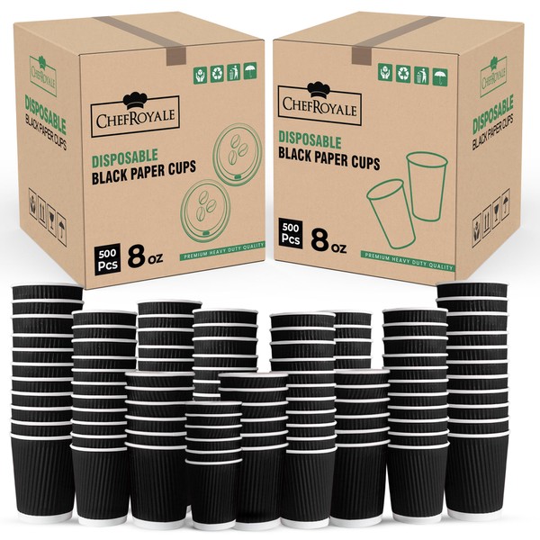 CHEF ROYALE 500 Cups x 8oz Kraft Triple Walled Disposable
