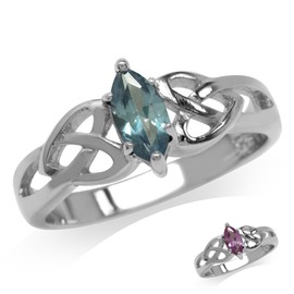 Silvershake Simulated Color Change Alexandrite White Gold Plated 925 Sterling Silver Celtic Knot Heart Ring Size 6.5