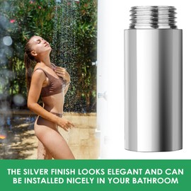 cobee Shower Head Extension Arm 2 Pieces Stainless Steel 50 mm Length 1/2 G1 Male Thread to 1/2 G1 Female Thread Reducing Coupling Straight Adapter Connector with Plumbing Tape for Fixed Shower Head