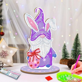 Cawtiuly DIY Gnome Diamond Art Kit - Easter Craft for Kids with Crystal Stickers, Creative Kids DIY Diamond Painting Kit, Children's Holiday Activity Set, Handmade Easter Ornaments (Gnome Designs)