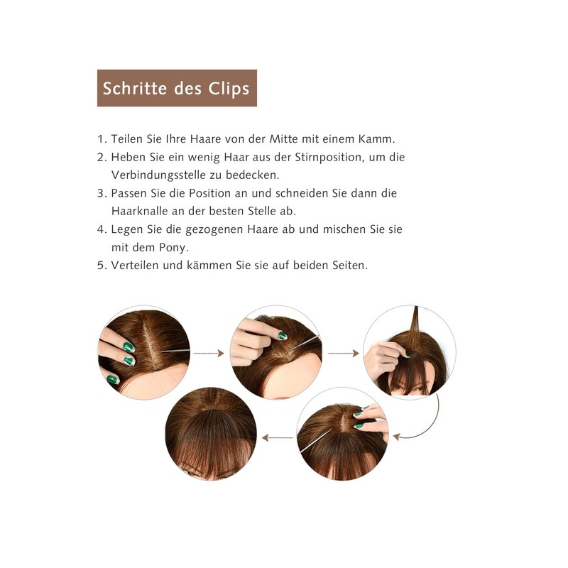 PARXITN Clip-In Bangs, Real Hair Front Fringe, Unique Irregular Fringe