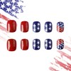 4th of July Press on Nails Short Square Fake Nails