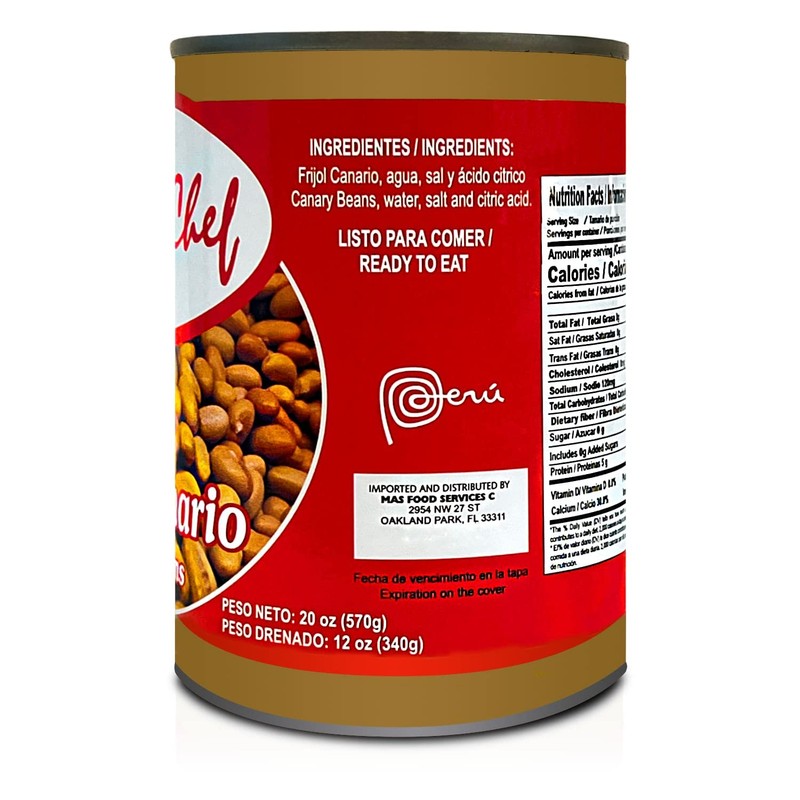 Peruchef Frijol Canario en Lata 20 oz | Canary Beans