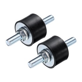 QUARKZMAN Pack of 2 M8 x 23 mm Rubber Buffer with Threaded Bolts 30 x 20 mm Male Vibration Damper Galvanised Cylindrical Thread Brackets with 4 M8 Locking Nuts