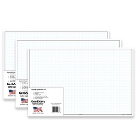 GeekNavy 11" x 17" Quadrille Graph Paper 50 Sheets Landscape - 0.25" 4x4 Square Grid, Blueprint, High Brightness, Border-Outlined, Large Drafting (3-Pack)