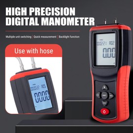 Uadme Digital Manometer, Air Gas Pressure Tester, 12 Selectable Units Multi Function Differential Pressure Gauge, with Backlit LCD Display, for HVAC Gas Furnace
