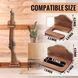 GlikCeil Vertical Gun Rack Hardwood Gun Rack Holder Wall Mount Wooden Hooks Hangers for Wall for Rifles Shotguns Bows Display Storage(Brown,1 Set)