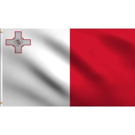 DMSE Malta Maltese Flag 2X3 Ft Foot 100% Polyester 100D Flag UV Resistant (2' X 3' Ft Foot)