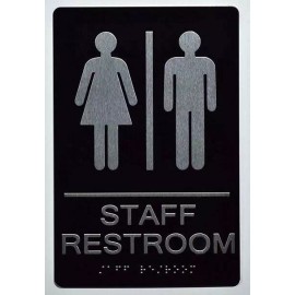 BUILDINGSINGS.COM Staff Restroom Sign -(Aluminum, Black/Silver ,Size 6x9)-REF24-102