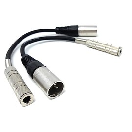 DRUT 2pcs XLR 3 pin Male Plug to 6.35mm Stereo Socket Female Adapter Audio Cable Lead