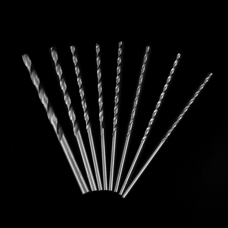 8PCS Extra Long HSS Twist Drill Bit Set High-Speed Steel