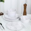 12-Piece Melamine Dinnerware Sets, Modern White Round Dish Set for