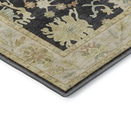 Dalyn Rugs Hatay HY2 Black 2'6" x 3'10' Soft Luxury Microfiber Washable Indoor Area Rug, Easy Clean, Non Shedding, Living Room Rug