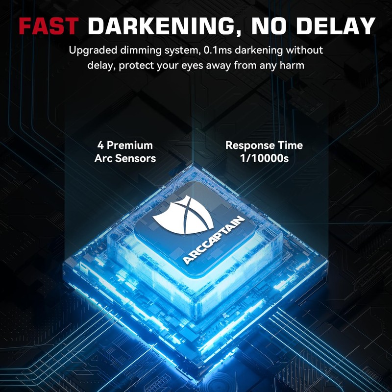 ARCCAPTAIN Auto Darkening Welding Helmet, 3.94"X3.66" Large Viewing Screen True