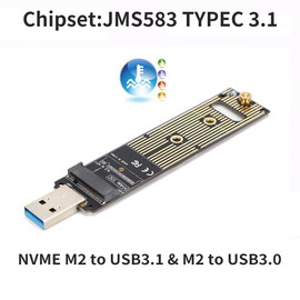 Tangxi M.2 NVMe to USB Adapter, 10Gbps M.2 SSD to USB 3.1 M.2 Adapter, M.2 NVME Based M Key M.2 PCIe to Hard Drive Converter Reader for 970 Series / 960 Series/