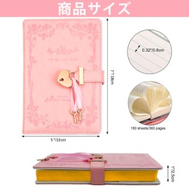 Keyed Notebook, B6, Diary, Cute, PU Leather, Refillable, Student, Keyed Notebook, Stylish, Stationery, School Supplies, Anniversary, Birthday, Children, Elementary School Students, Girls, Gift (Red)