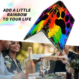 Dikoer Server Books for Waitress, Leather Waitress Notepad for Waitress with Zipper and 7 Large Pockets Pen Holder for Checks Pen Holder Personal Organizer Wallet Fit Serving Aprons, Dog Paw Prints