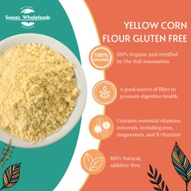 Sussex Wholefoods Organic Yellow Corn Flour 500g - Gluten-Free & Perfect for Baking!