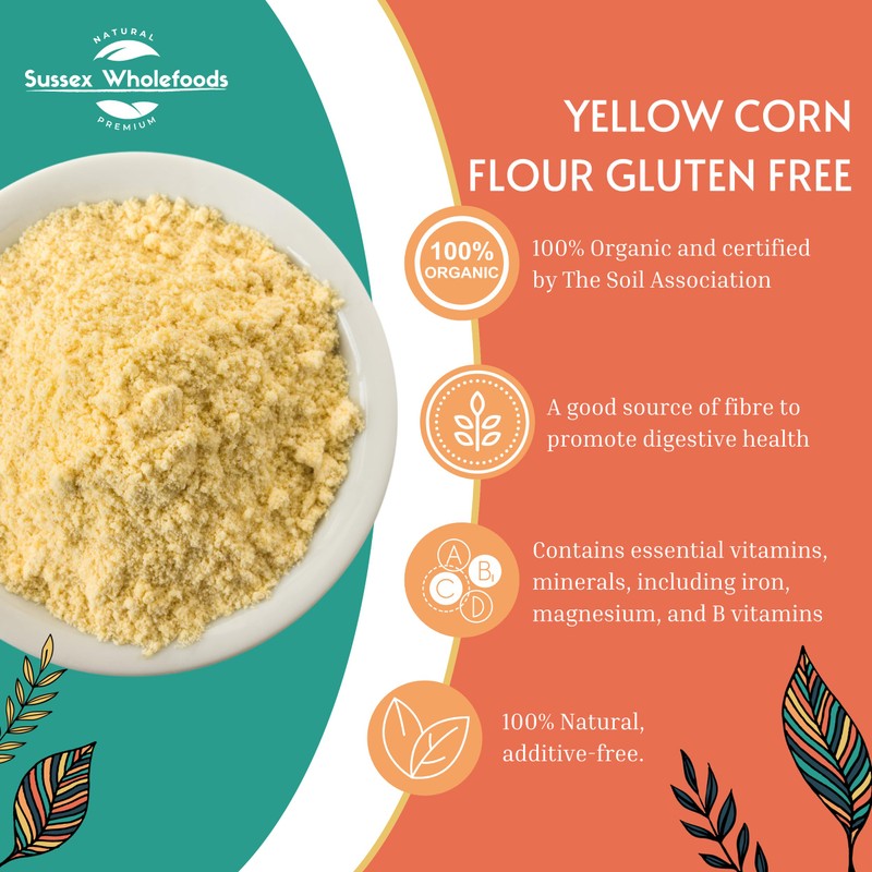 Sussex Wholefoods Organic Yellow Corn Flour 500g - Gluten-Free &