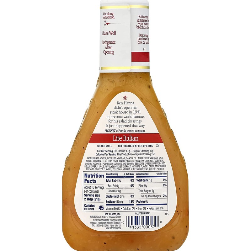 Ken's Steak House Lite Italian Dressing & Marinade, 16 Fl
