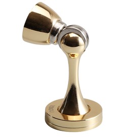 YAGU Door Stopper 2 Pack Magnetic Door Stops, Zinc Alloy Bright Gold Door Catch Door Holder Wall Floor Mounted, Metal Soft-Catch Doorstop