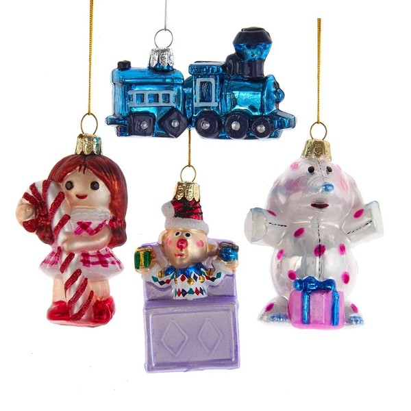 Rudolph The Red Nose Reindeer Glass Misfit Toys Ornaments, 4-Pack