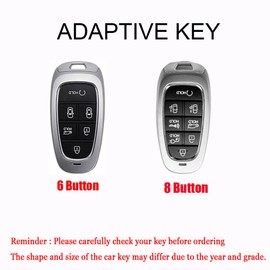 HIBEYO 6 Button Key Fob Cover for Hyundai Sonata Santa Fe Tucson 2020 2021 2022 2023 Accessories with Keychains TPU Car Key Case Cover Protector-White