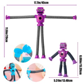 Pack of 6 Telescopic Suction Cup Robot Toy, Sensory Toy for Children, Suction Cup Baby, Robot for Sensory Play and Creativity, Blue, Red, Yellow, Purple, Dark Blue, Green