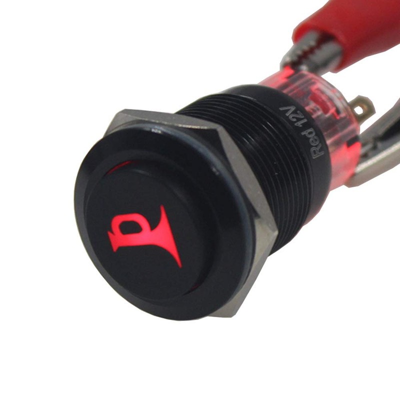 ESUPPORT Black Shell Metal 19mm 12V Car Automotive Red LED