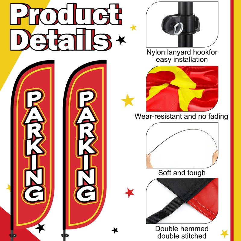 Fanfanwin 2 Pack Parking Feather Flag with 11 ft Pole