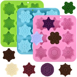 3 Pack 9 Style Snowflake Shape Christmas Silicone Soap Molds