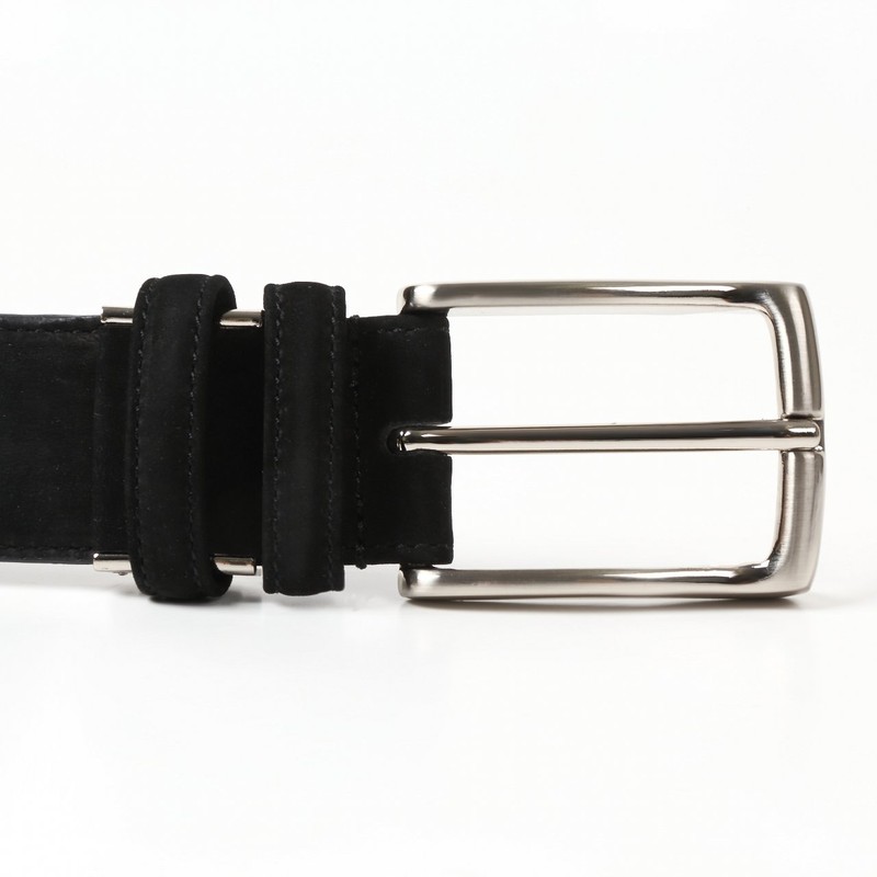 Ojier KE21228-19-BLACK Men's Belt, Genuine Leather, Cowhide Leather, Suede Nubuck,