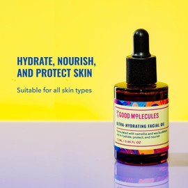 Good Molecules Ultra-Hydrating Facial Oil 13ml / 0.44 Oz - Moisturizing, Antioxidant, Fatty-Acids, For Dry Skin, Dehydration, Acne - Natural Skin Care For Face With Sea Buckthorn And Camellia Oil