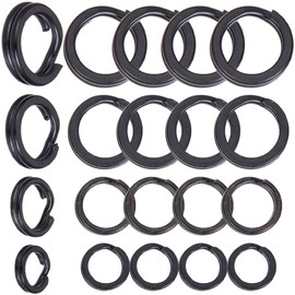 SUNNYCLUE 1 Box 240Pcs 4 Sizes Black Jump Ring 304 Stainless Steel Split Rings Bulk 5mm 8mm Small Metal Round Double Loop Link Rings for Jewellery Making Diy Bracelets Necklaces Keychain Supplies