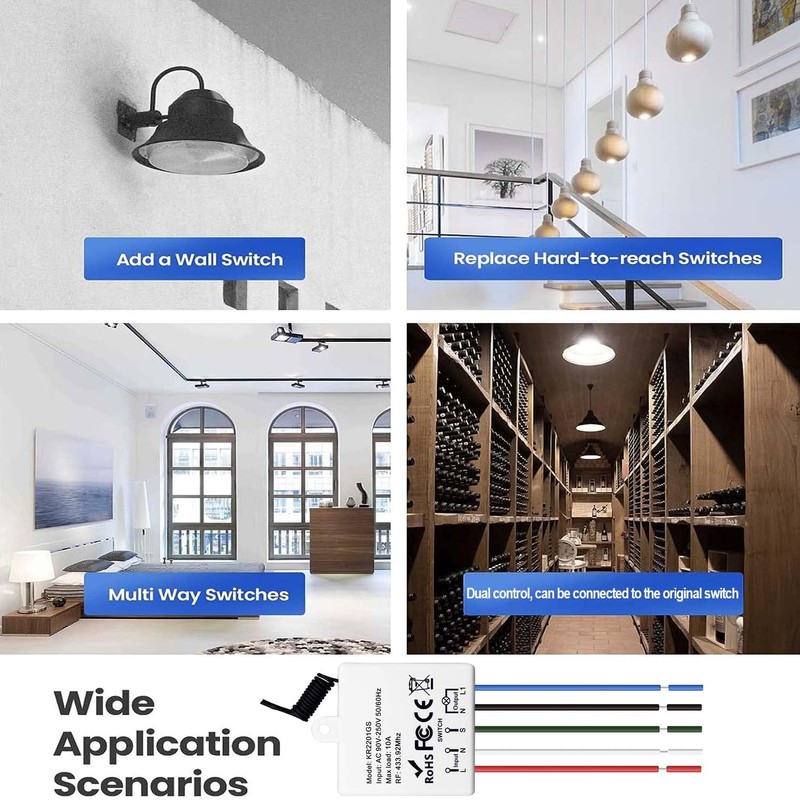 QIACHIP 220 V 230 V Wireless Light Switch, 433 MHz
