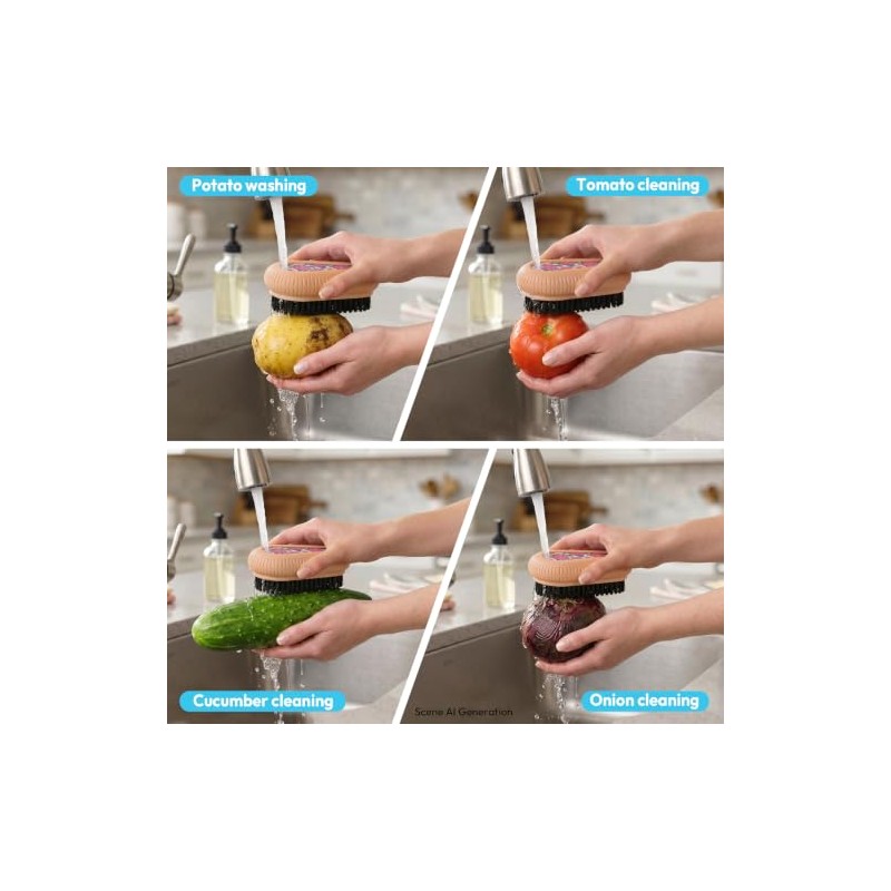 Fruit and Vegetable Brush, Multi-Purpose Produce Scrubber Brush with Non-Slip