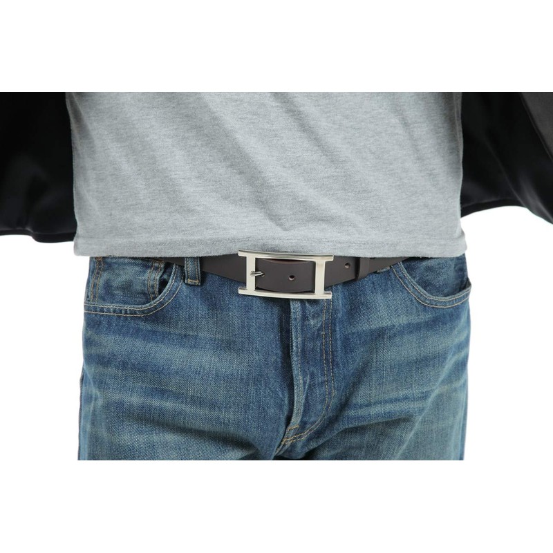 Bellabel Cow Leather Belt, Made in Japan, Casual, Silver, H-Buckle