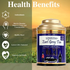 Sancha Tea Boutique Londoners Darjeeling Earl Grey Tea (50 Cups+) Bergamot Fruit Tea, Citrus & Floral Notes, Leaf Tea, Golden Orange Pekoe Tea