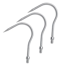 WanFengXue 3pcs Harpoon Stainless Steel Harpoon Tip 8mm Screw Type Spear Fishing 11*10*8cm Single Claw Hook with Protective Case