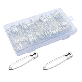 100 Pack Nickel Plated Steel Safety Pins, 2 Inch Heavy Duty Safety Pins Bulk, Large Size for Clothes, Sewing, Arts, Crafts (Silver)