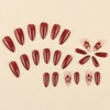 MISUD Fall Press on Nails Almond Medium Fake Nails Glossy