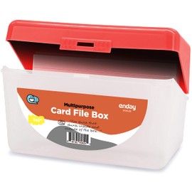 Index Card Holder Red, 3x5 Note Flash Card Organizer Case, Stackable Index Card File with flip top, Notecard Recipe Purple, Red, Green, Blue, Grey, Pink Holder, Holds 250 Cards – by Enday