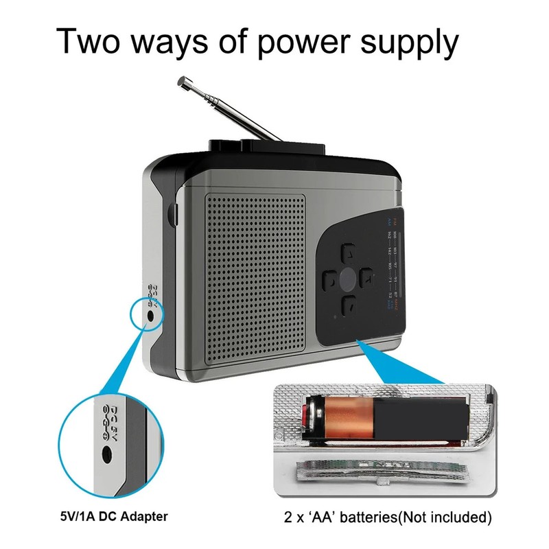 Portable Cassette Player ABS Cassette to MP3 Converter AM FM