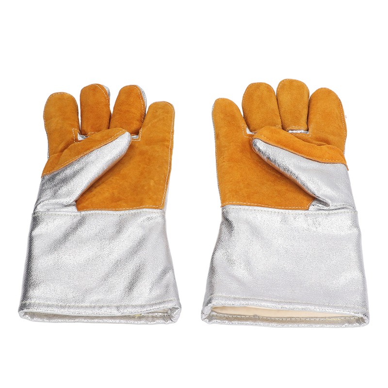 1 Pair Cowhide Welding Gloves Heat Resistant Fireproof Hard Wearing