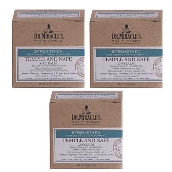 Dr. Miracle's Temple and Nape Gro Balm, 4 oz (Bundle of 3)
